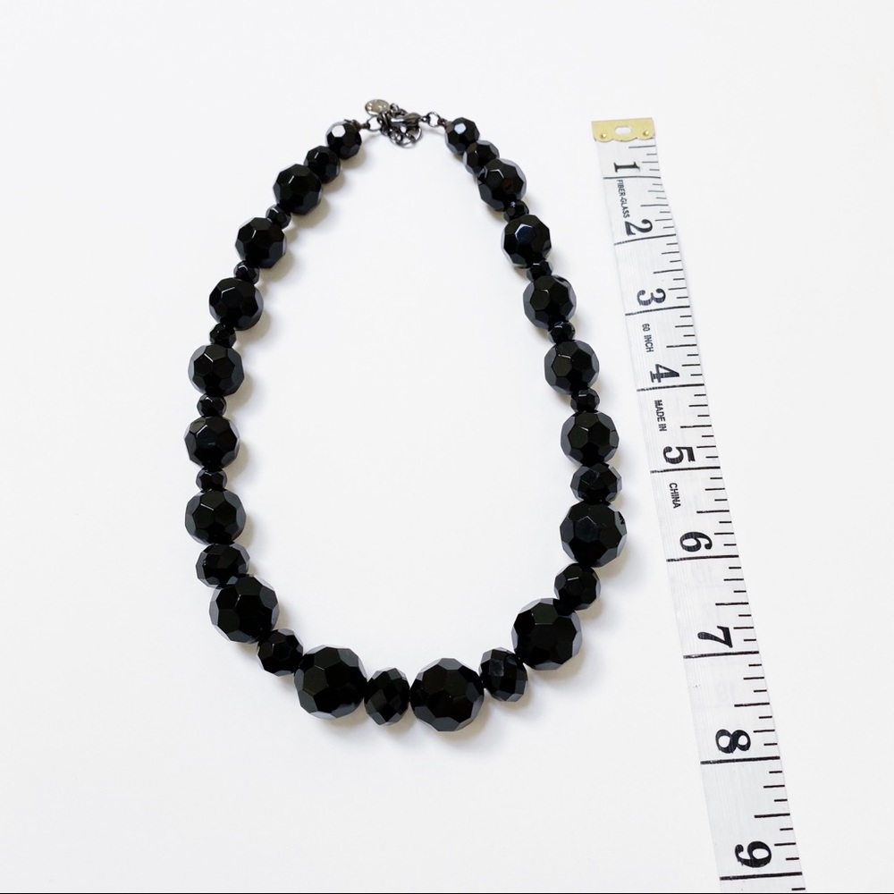 Chunky Faceted Bead Statement Necklace Black - Picture 4 of 6